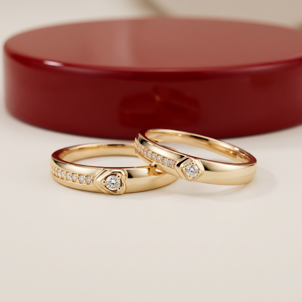 Nhẫn cưới gắn Kim cương vàng 14K