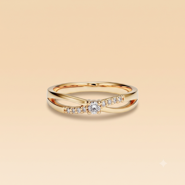 Nhẫn cưới gắn Kim cương vàng 14K