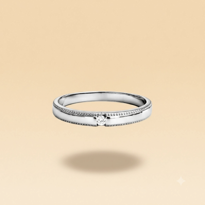 Nhẫn cưới gắn Kim cương vàng 18K