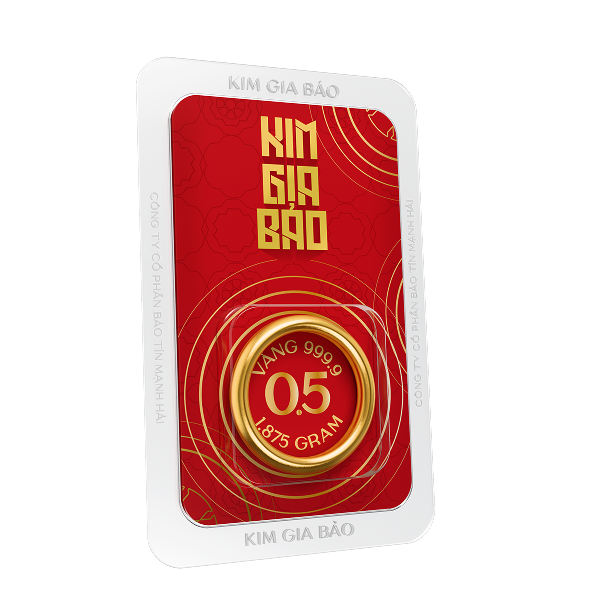 Nhẫn tròn ép vỉ Kim Gia Bảo, loại 0.5 chỉ - 24K (999.9)