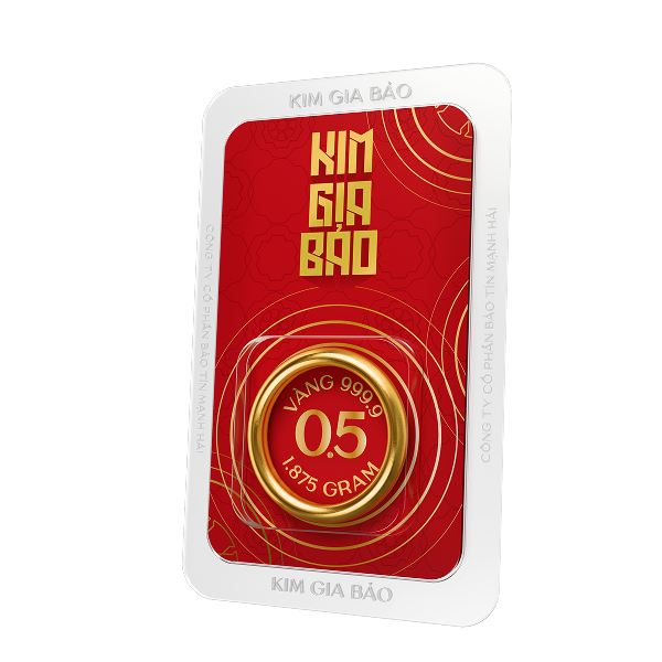Nhẫn tròn ép vỉ Kim Gia Bảo, loại 0.5 chỉ - 24K (999.9)