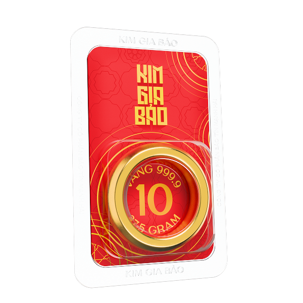 Nhẫn tròn ép vỉ Kim Gia Bảo, loại 10 chỉ - 24K (999.9)