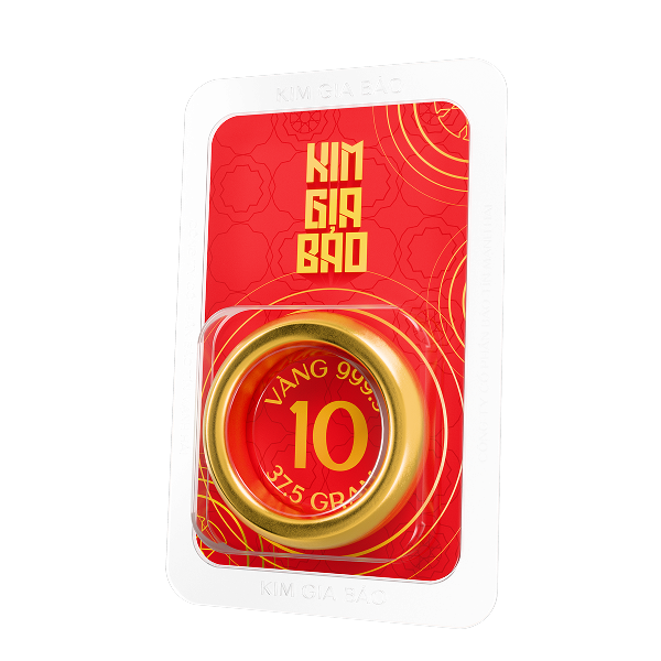 Nhẫn tròn ép vỉ Kim Gia Bảo, loại 10 chỉ - 24K (999.9)
