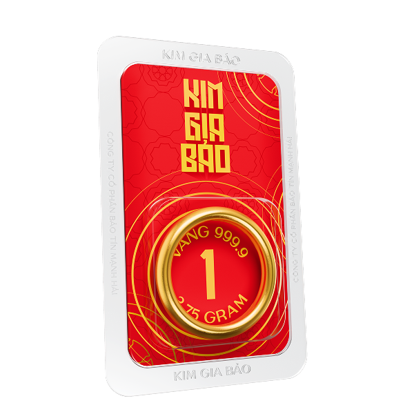 Nhẫn tròn ép vỉ Kim Gia Bảo, loại 1 chỉ - 24K (999.9)