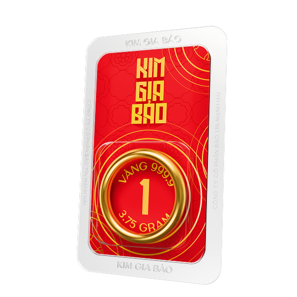 Nhẫn tròn ép vỉ Kim Gia Bảo, loại 1 chỉ - 24K (999.9)