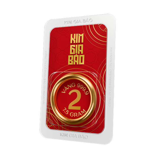 Nhẫn tròn ép vỉ Kim Gia Bảo, loại 2 chỉ - 24K (999.9)