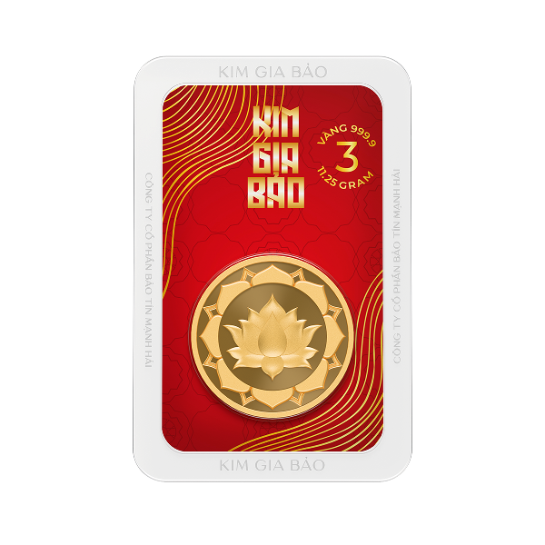 Đồng Xu Kim Gia Bảo Hoa Sen, loại 3 chỉ - 24K (999.9)