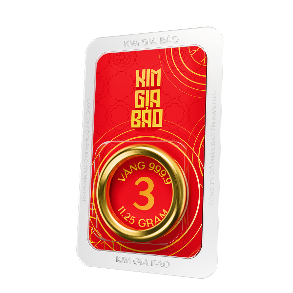 Nhẫn tròn ép vỉ Kim Gia Bảo, loại 3 chỉ - 24K (999.9)