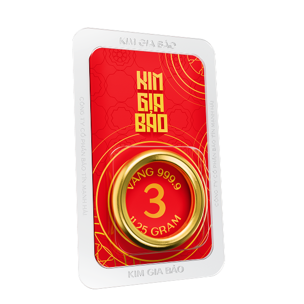 Nhẫn tròn ép vỉ Kim Gia Bảo, loại 3 chỉ - 24K (999.9)