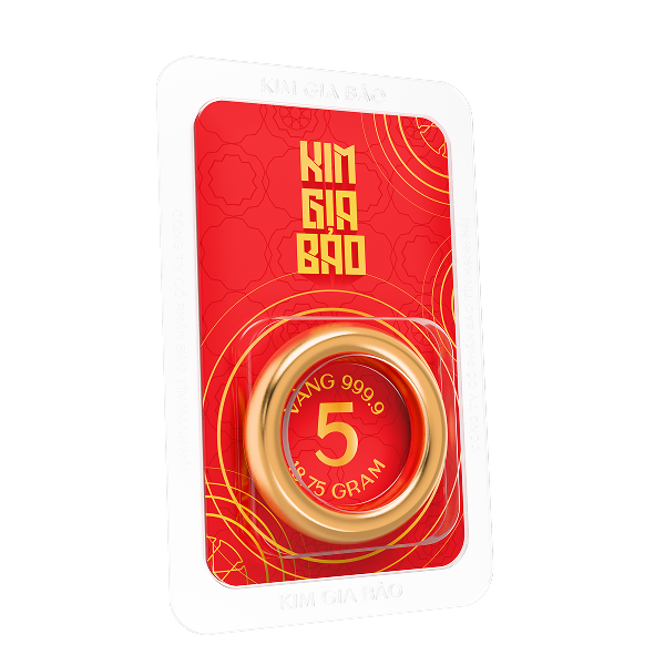 Nhẫn tròn ép vỉ Kim Gia Bảo, loại 5 chỉ - 24K (999.9)