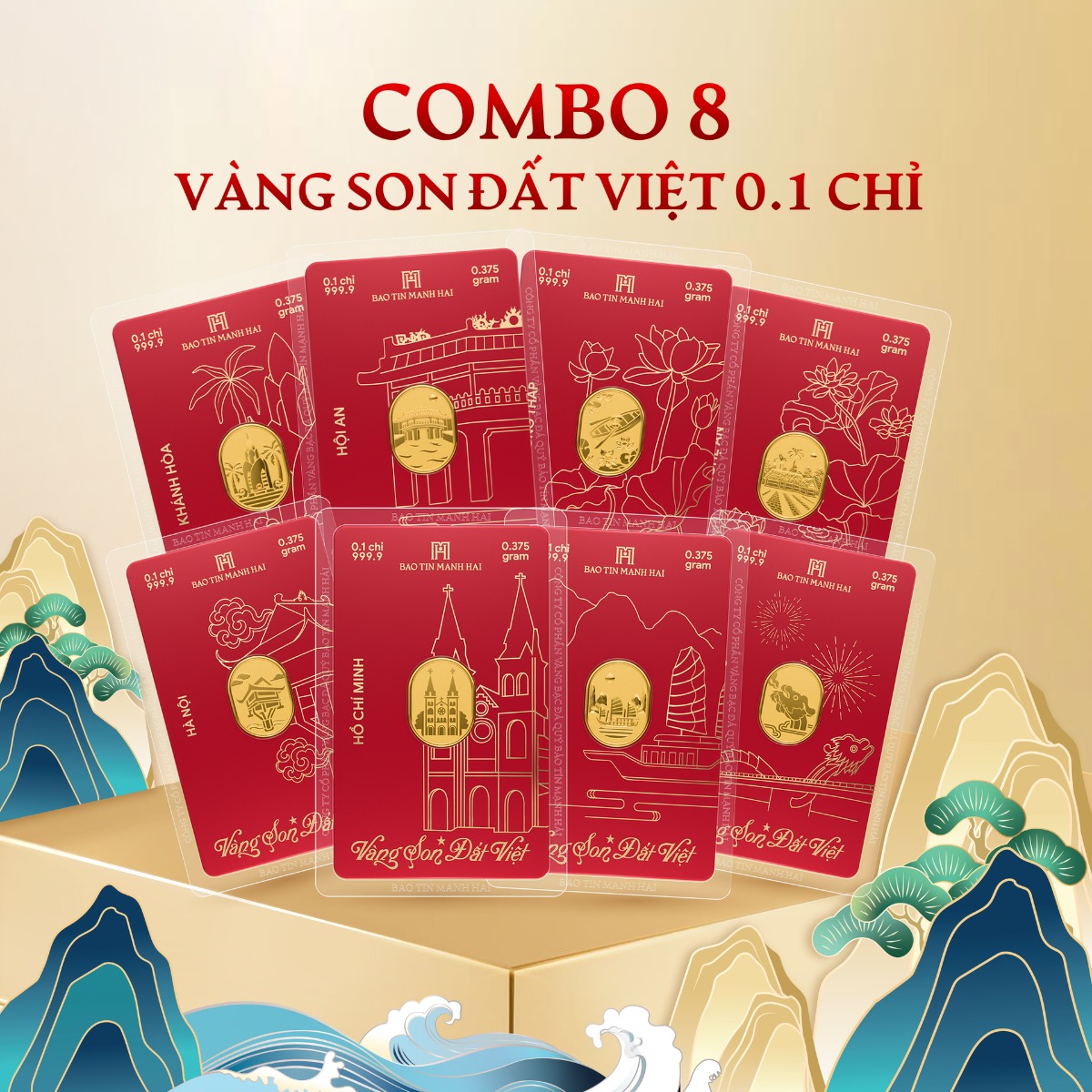 Combo 8 Vàng Son Đất Việt 0.1 chỉ
