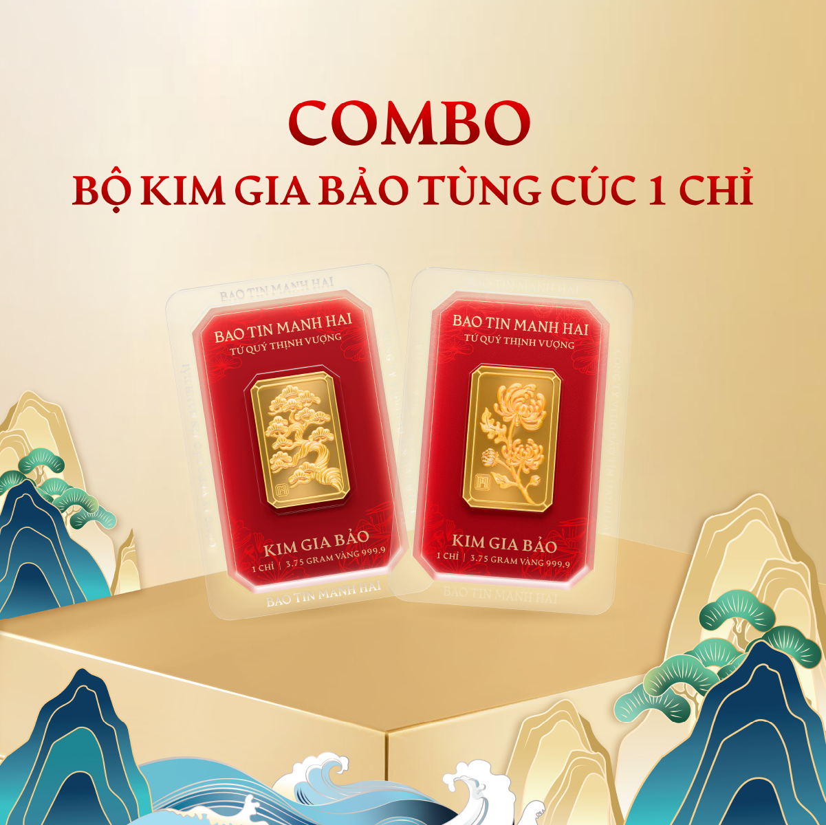 Combo Tùng & Cúc chữ nhật 1 chỉ