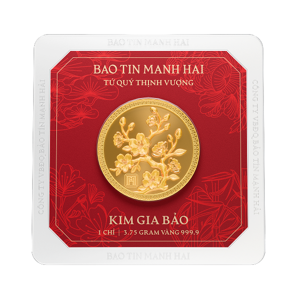 Combo 4 Kim Gia Bảo Tứ Quý tròn 1 chỉ