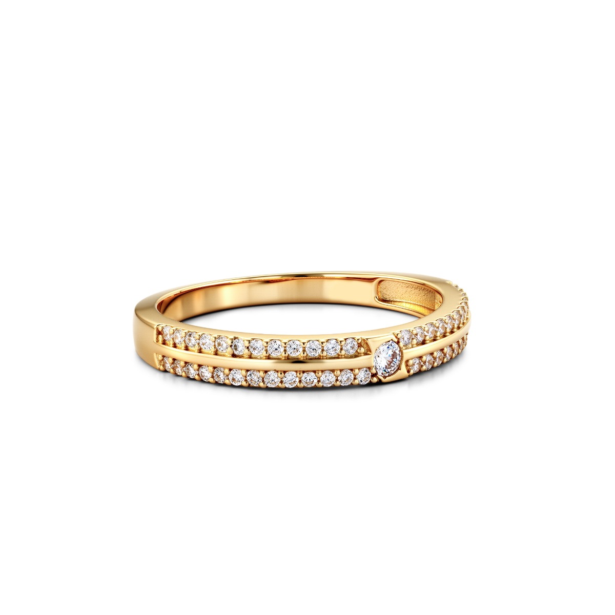 Nhẫn cưới công nghệ vàng 14K NCCNV14CZH-603002-005