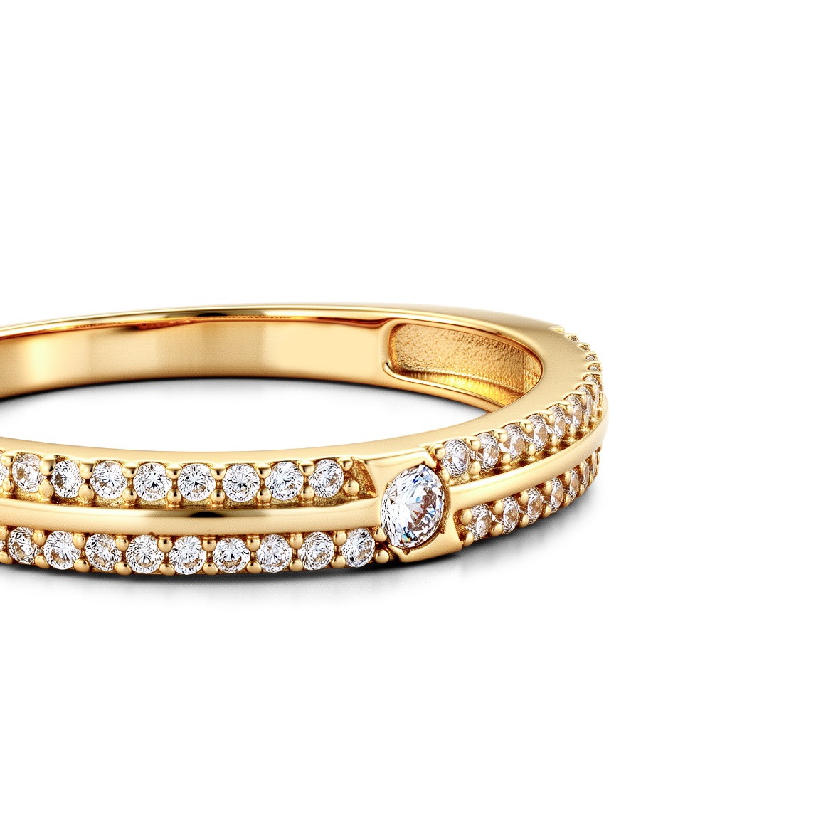 Nhẫn cưới công nghệ vàng 14K NCCNV14CZH-603002-005
