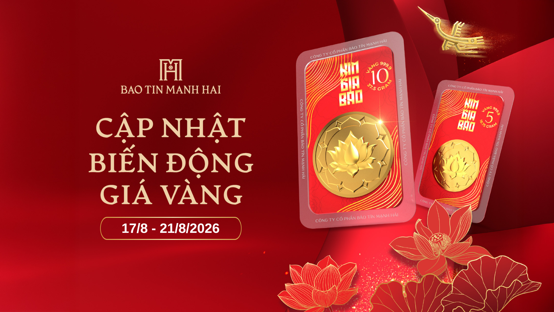 CẬP NHẬT BIẾN ĐỘNG GIÁ VÀNG TUẦN QUA (17/08 - 21/08/2026)