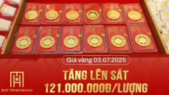 Giá vàng sáng 3.7.2025: Tăng lên sát 121 triệu đồng