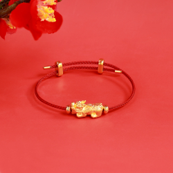 Vòng Charm 24K Tỳ Hưu Tấn Tài Tấn Lộc Dây Cáp Đỏ - 24VTV49KD0-401001