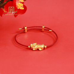 Vòng Charm 24K Tỳ Hưu Tấn Tài Tấn Lộc Dây Cáp Đỏ - 24VTV49KD0-401001