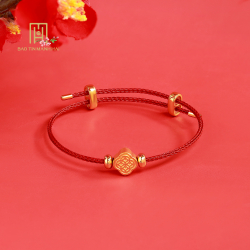 Vòng Charm 24K Kim Tiền Dây Cáp Đỏ - 24VTV49KD0-401004