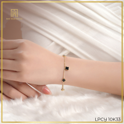 Lắc tay vàng 10K phong cách Ý cỏ 4 lá đá đen - PYLTV10KD0-212011