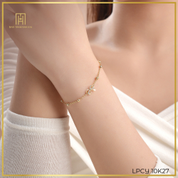 Lắc tay vàng 10k phong cách Ý charm nơ đính đá - PYLTV10KDH-212003