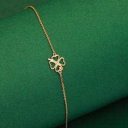 Lắc tay vàng 10K phong cách Ý hình cỏ 4 lá - PYLTV10KDH-212017