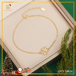 Lắc tay vàng 10K phong cách Ý hình cỏ 4 lá - PYLTV10KDH-212017