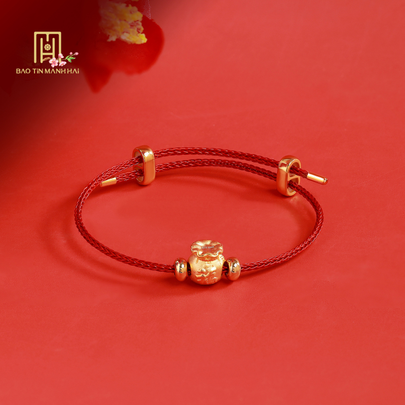 Vòng Charm Túi Tiền 24k Dây Cáp Đỏ - 24VTV49KD0-401005