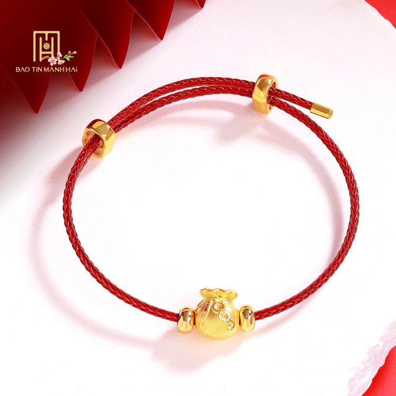Vòng Charm Túi Tiền 24k Dây Cáp Đỏ - 24VTV49KD0-401005