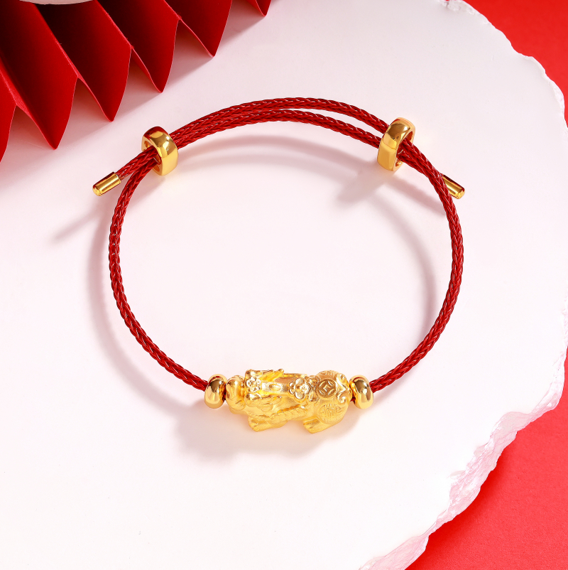 Vòng Charm 24K Tỳ Hưu Tấn Tài Tấn Lộc Dây Cáp Đỏ - 24VTV49KD0-401001