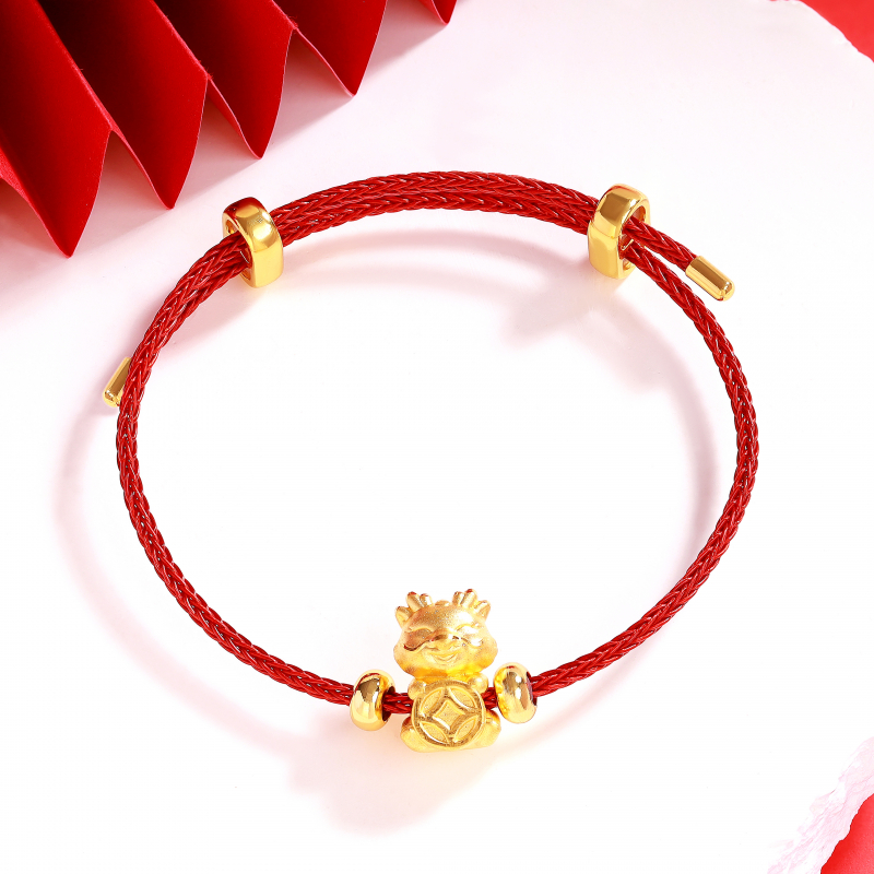 Vòng Charm 24K Kim Long Dây Cáp Đỏ - 24VTV49KD0-401003