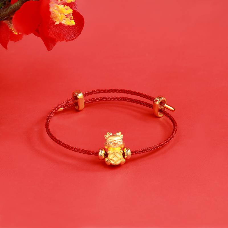 Vòng Charm 24K Kim Long Dây Cáp Đỏ - 24VTV49KD0-401003