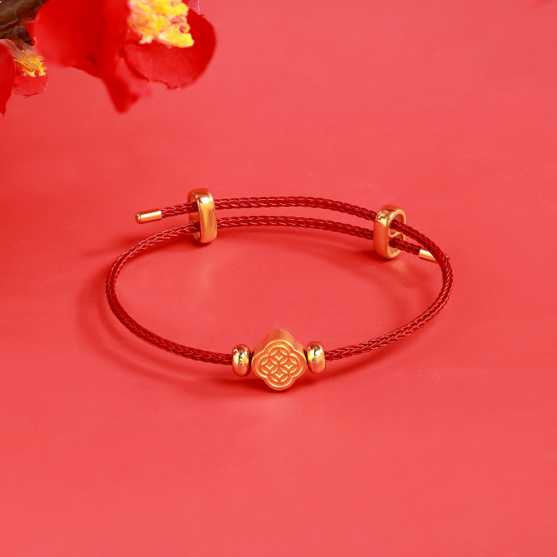 Vòng Charm 24K Kim Tiền Dây Cáp Đỏ - 24VTV49KD0-401004