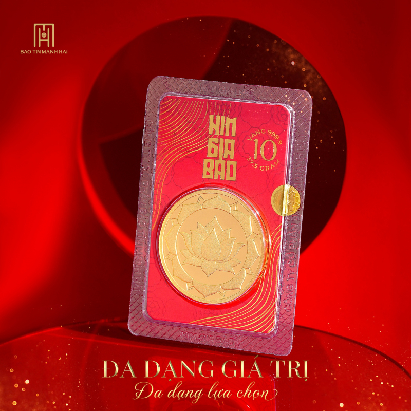 Đồng Xu Kim Gia Bảo Hoa Sen, loại 10 chỉ - 24K (999.9) KHS10