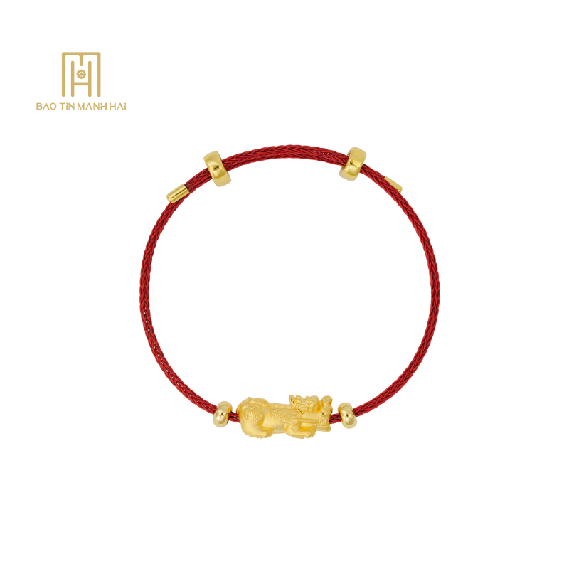 Vòng Charm 24K Tỳ Hưu Tấn Tài Tấn Lộc Dây Cáp Đỏ - 24VTV49KD0-401001