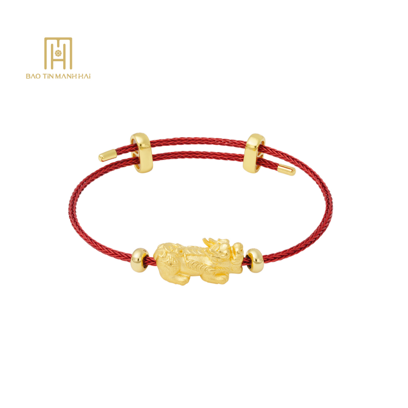 Vòng Charm 24K Tỳ Hưu Tấn Tài Tấn Lộc Dây Cáp Đỏ - 24VTV49KD0-401001