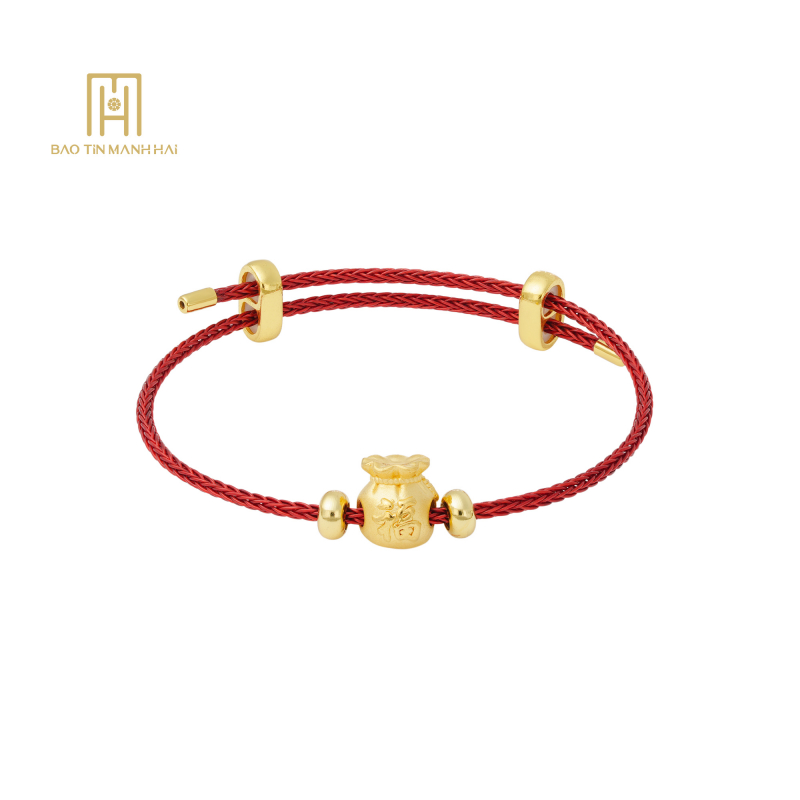 Vòng Charm Túi Tiền 24k Dây Cáp Đỏ - 24VTV49KD0-401005