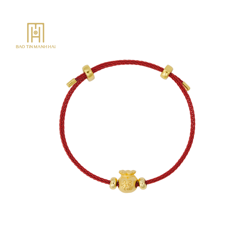 Vòng Charm Túi Tiền 24k Dây Cáp Đỏ - 24VTV49KD0-401005