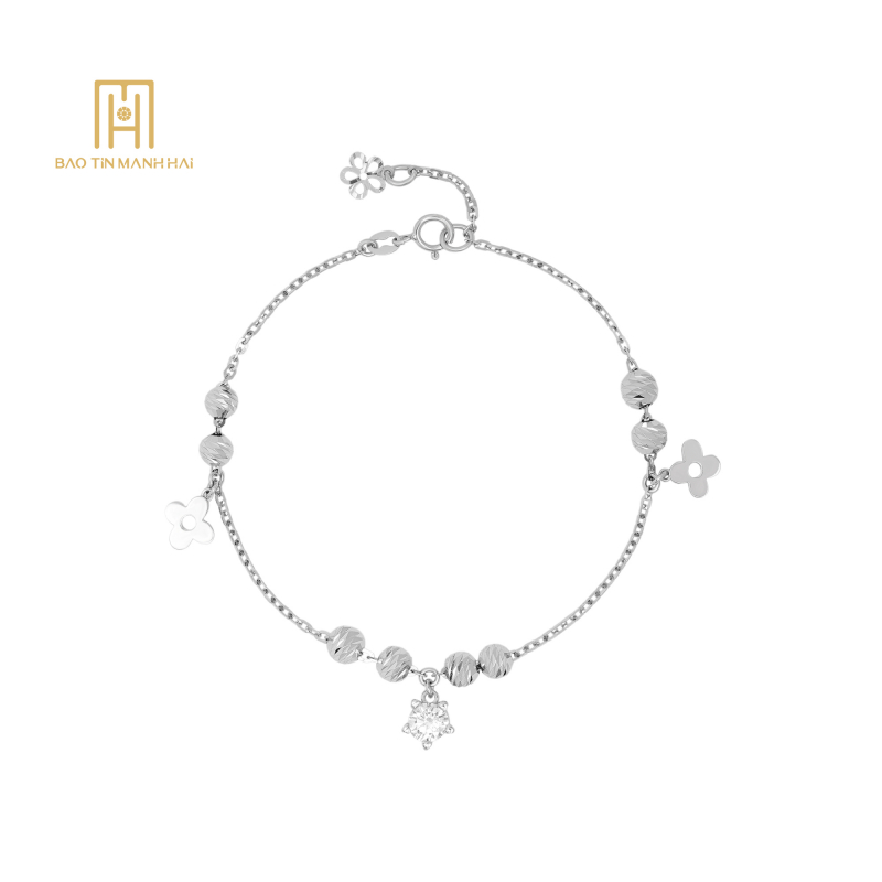 Lắc tay vàng trắng Phong cách Ý 18K-PYLTVKDH-207024