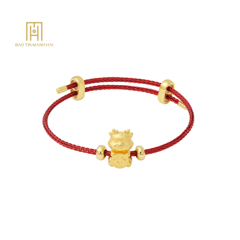 Vòng Charm 24K Kim Long Dây Cáp Đỏ - 24VTV49KD0-401003