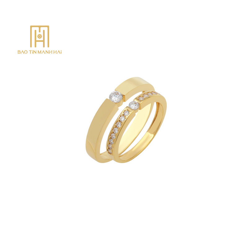 Nhẫn cưới 18K đính đá CZ- NCCNV18CZH-208003-NCCNV18CZH-208004