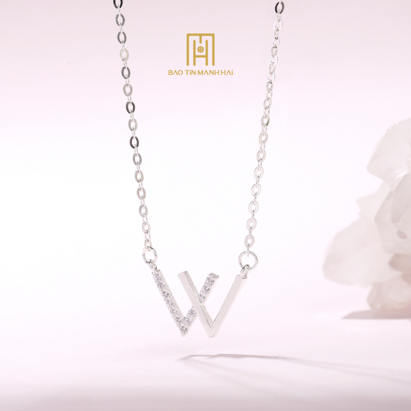 Dây bạc trẻ em liền mặt đá vuông trắng BAD2B39CZH-111001