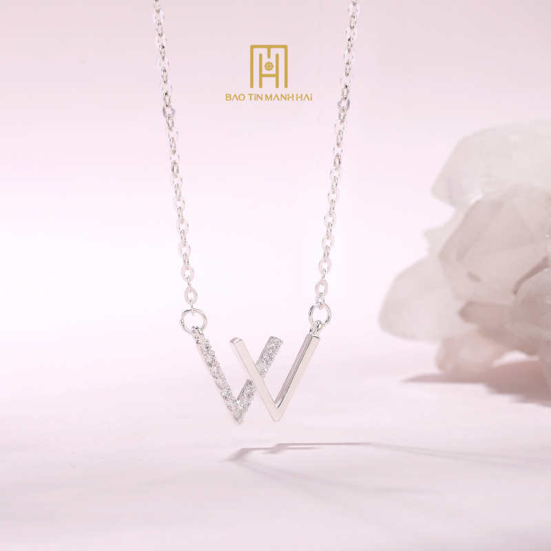 Dây bạc trẻ em liền mặt đá vuông trắng BAD2B39CZH-111001