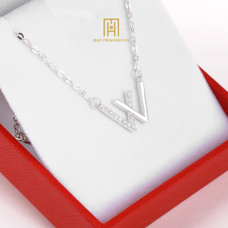 Dây bạc trẻ em liền mặt đá vuông trắng BAD2B39CZH-111001