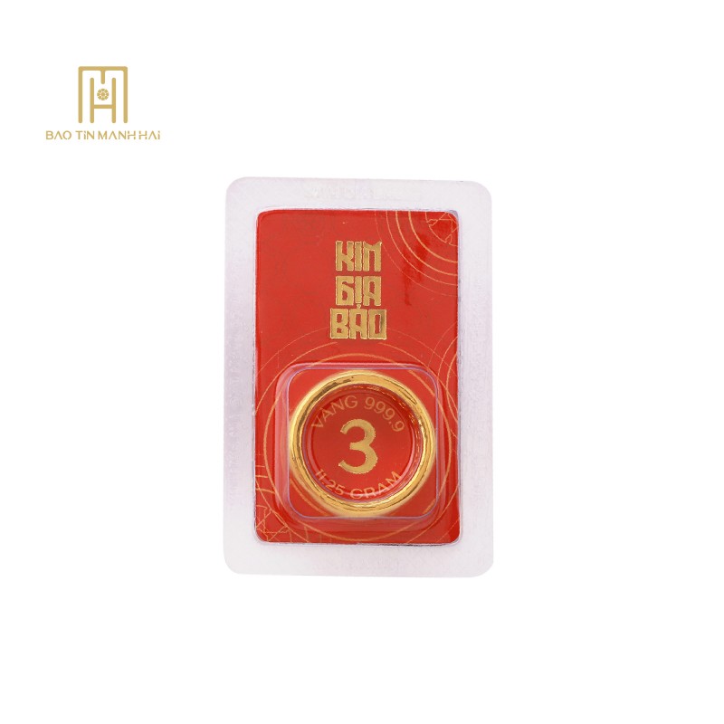 Nhẫn tròn ép vỉ Kim Gia Bảo, loại 3 chỉ - 24K (999.9) KGB3C