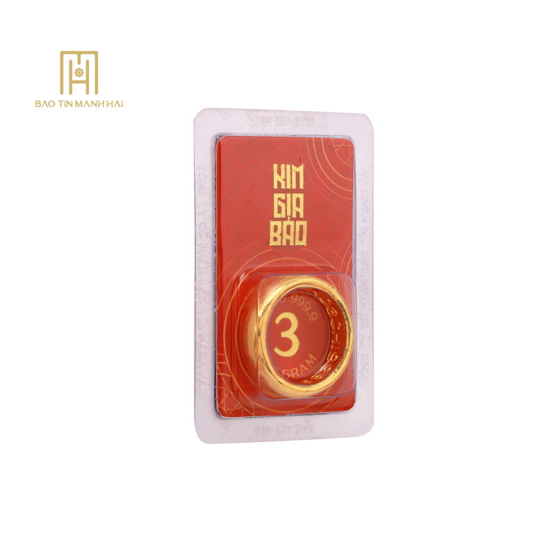 Nhẫn tròn ép vỉ Kim Gia Bảo, loại 3 chỉ - 24K (999.9) KGB3C