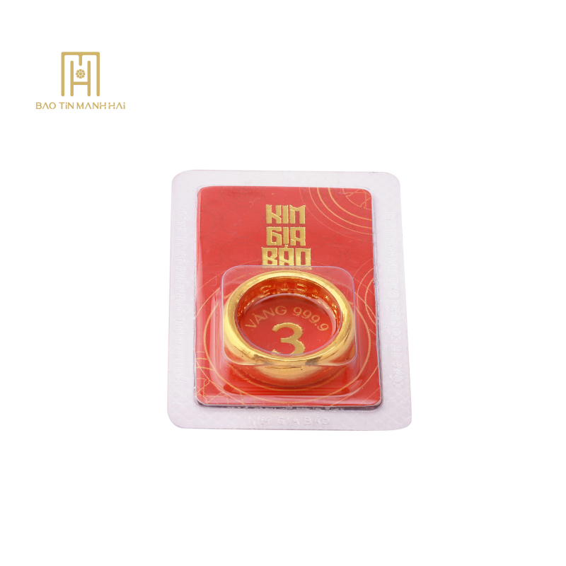 Nhẫn tròn ép vỉ Kim Gia Bảo, loại 3 chỉ - 24K (999.9) KGB3C