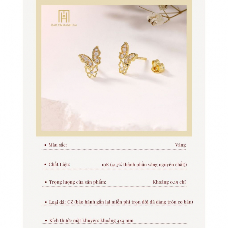 Bông tai phong cách Ý PYBTV10KDH-410001