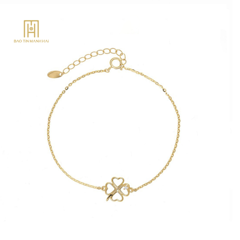 Lắc tay vàng 10K phong cách Ý hình cỏ 4 lá - PYLTV10KDH-212017